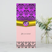 Invitation PIRRE DE DAMAS MONOGRAMME pierre précieuse violet (Debout devant)