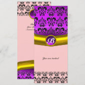 Invitation PIRRE DE DAMAS MONOGRAMME pierre précieuse violet (Devant / Derrière)