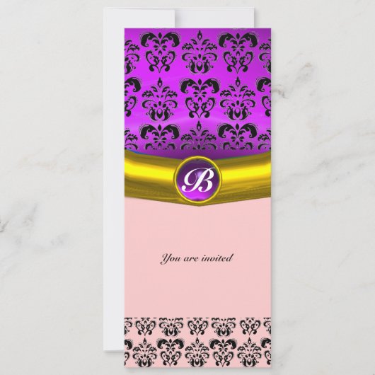 Invitation PIRRE DE DAMAS MONOGRAMME pierre précieuse violet (Devant)