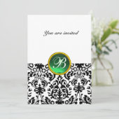 Invitation PIRRE DE MONOGRAMME DAMASK GEMME vert jade (Debout devant)