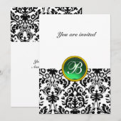 Invitation PIRRE DE MONOGRAMME DAMASK GEMME vert jade (Devant / Derrière)