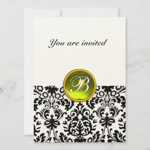 Invitation PIRRE FIN MONOGRAMME DAMASK feutre jaune