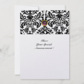 Invitation PIRRE MONOGRAMME DAMASK GEMME améthyste glace viol (Dos)