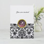 Invitation PIRRE MONOGRAMME DAMASK GEMME améthyste glace viol (Debout devant)