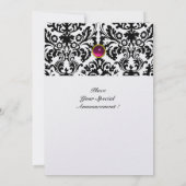 Invitation PIRRE MONOGRAMME DAMASK GEMME ruby rose fuchsia gi (Dos)