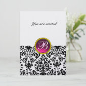 Invitation PIRRE MONOGRAMME DAMASK GEMME ruby rose fuchsia gi (Debout devant)