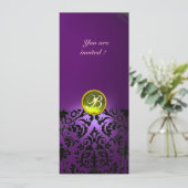 Invitation PIRRE MONOGRAMME DAMASQUINÉE jaune violet (Debout devant)