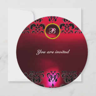 Invitation PIRRE RUBIS DAMAS MONOGRAMME noir rouge bordeaux