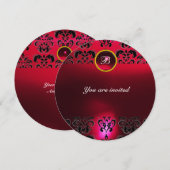 Invitation PIRRE RUBIS GEMME PIERRE MONOGRAMME noir rouge bor (Devant / Derrière)