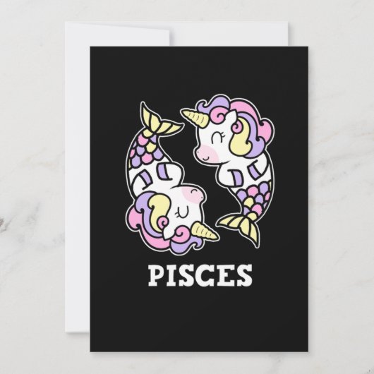 Invitation Pisces Anniversaire Cadeau Symbole Zodiaque Unicor (Devant)