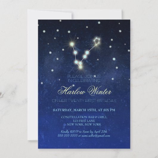 Invitation Pisces Constellation fête d'anniversaire (Devant)