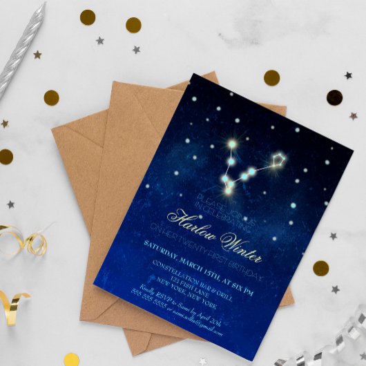 Invitation Pisces Constellation fête d'anniversaire