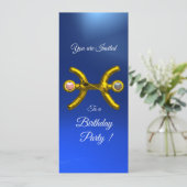 Invitation PISCES Gold Aqua Blue Zodiac fête d'anniversaire (Debout devant)