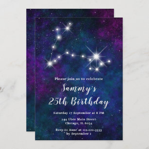 Invitation Pisces Zodiac Constellation fête d'anniversaire