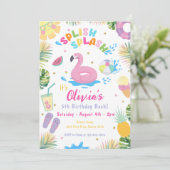 Invitation Piscine à éclaboussures fête Eau estivale Annivers (Debout devant)