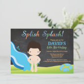 Invitation Piscine à glissière en tableau de bord d'eau fête  (Debout devant)