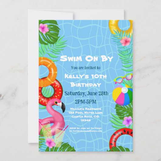 Invitation Piscine amusante Piscine Fête Naissance (Devant)