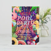 Invitation Piscine Anniversaire Enfants Personnalisé (Debout devant)