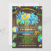 Invitation Piscine Anniversaire Fête Caoutchouc Bleu Vert Boi (Devant)