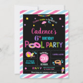 Invitation Piscine Anniversaire Fille (Devant)