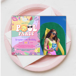 Invitation Piscine Anniversaire Fun Summer Party Photo