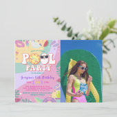 Invitation Piscine Anniversaire Fun Summer Party Photo (Debout devant)