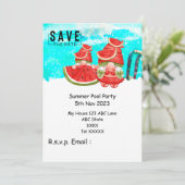 Invitation Piscine avec boisson dans la pastèque de la piscin (Debout devant)