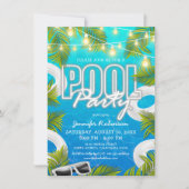 Invitation Piscine blanche adulte fête été Anniversaire Invit (Devant)