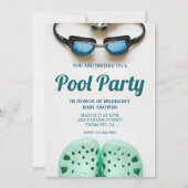 Invitation Piscine Bleue Lunettes Piscine Baby shower (Devant)