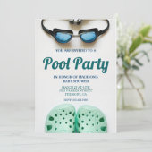 Invitation Piscine Bleue Lunettes Piscine Baby shower (Debout devant)