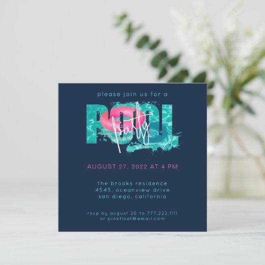 Invitation Piscine Chic (Debout devant)