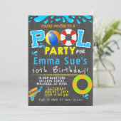 Invitation Piscine colorée fête d'eau canon d'anniversaire (Debout devant)