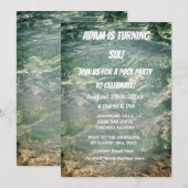 Invitation Piscine cool Anniversaire Fête Bleu Eau claire Éti (Devant / Derrière)