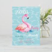 Invitation Piscine cool Flamants roses roses été Anniversaire (Debout devant)