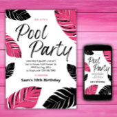 Invitation Piscine cool Pink Bain d'été Anniversaire