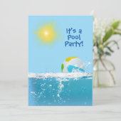 Invitation Piscine d'anniversaire avec Beach Ball (Debout devant)