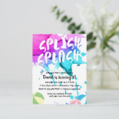 Invitation Piscine d'aquarelle scintillante Anniversaire (Debout devant)