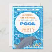 Invitation Piscine dauphin Fête Anniversaire (Devant)