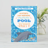 Invitation Piscine dauphin Fête Anniversaire (Debout devant)