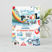 Invitation Piscine de balle de football fête d'anniversaire (Debout devant)