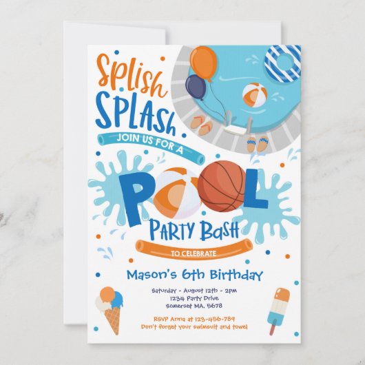 Invitation Piscine de basket-ball Piscine de squash (Devant)