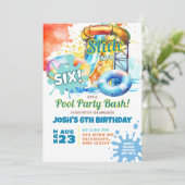 Invitation Piscine de fête Bassh Waterslide Anniversaire (Debout devant)