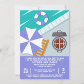 Invitation Piscine de fête de la piscine pour barbecue (Devant)
