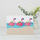 Invitation Piscine de Flamant rose / Fête de plage - SRF (Debout devant)