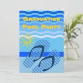 Invitation Piscine de graduation Fête Été Bleu Flip Flops (Debout devant)