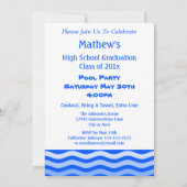 Invitation Piscine de graduation Fête Été Bleu Flip Flops (Dos)