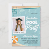 Invitation Piscine de graduation fête moderne été Elégant pho (Devant)