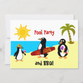 Invitation Piscine de pingouin / Plage (Devant)