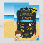 Invitation Piscine de plage Anniversaire Fête Garçons été (Devant / Derrière)