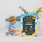 Invitation Piscine de plage Fête d'anniversaire garçons Photo (Debout devant)